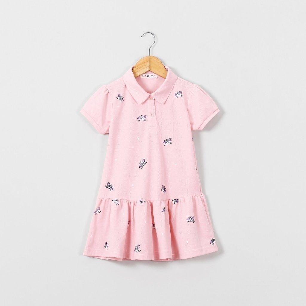 Đầm Thun Polo Tùng Xòe Bé Gái Pony