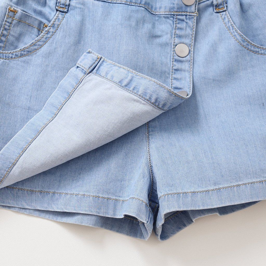 Quần Giả Váy Jean Mềm Thêu Chữ In Hình Kuromi Hotrend Cho Bé Gái Nexxi