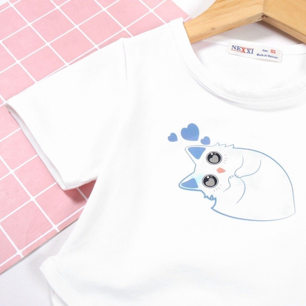 Bộ Thun Đùi In Mèo Điệu Bé Gái