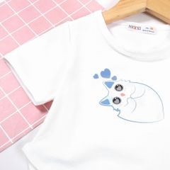 Bộ Thun Đùi In Mèo Điệu Bé Gái