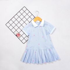 Đầm Polo Xếp Ly Bé Gái Hoạ Tiết Hoa Nhí