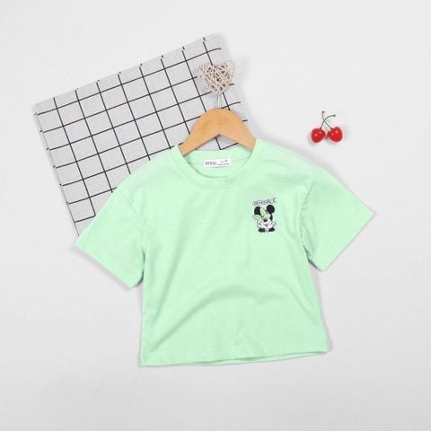 Áo Thun Croptop Bé Gái Thêu Hình Mickey
