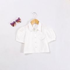 Áo Sơ Mi Bé Gái Croptop Tay Phồng