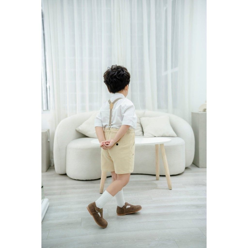 Quần Đùi Kaki Bé Trai Họa Tiết Lá Cờ Kèm Dây Đai
