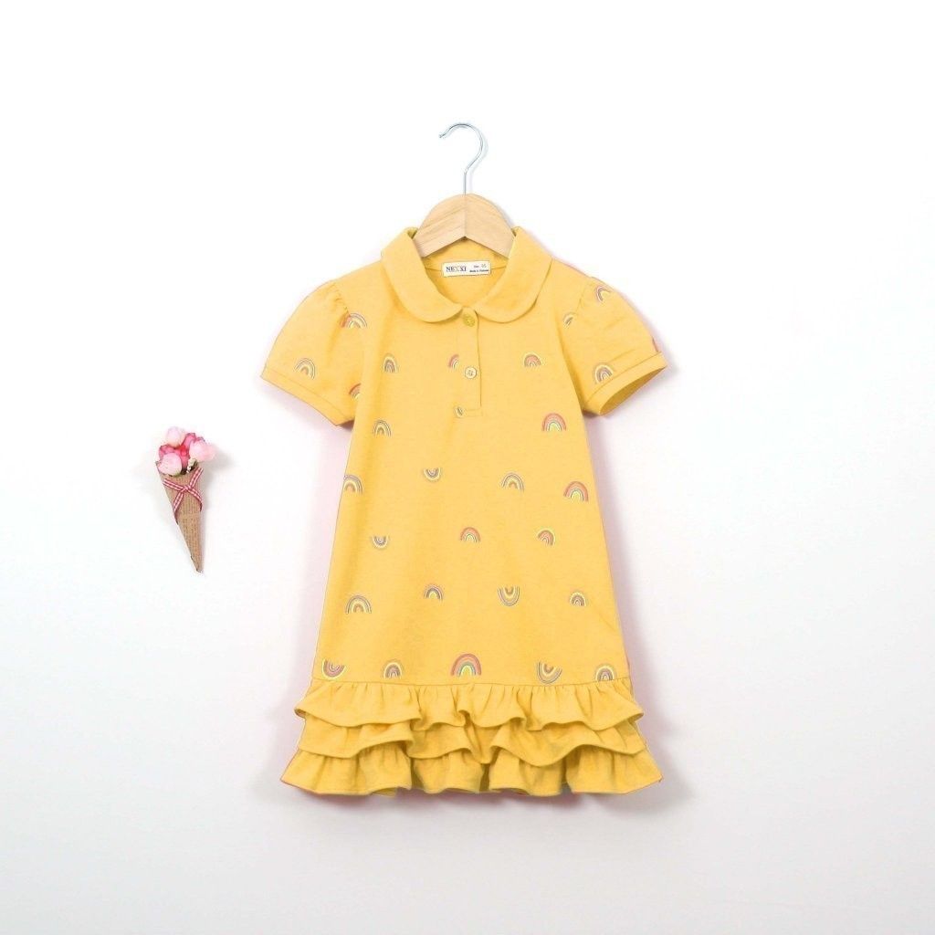 Đầm Polo Đuôi Bèo Hoạ Tiết Cầu Vòng Bé Gái