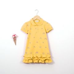 Đầm Polo Đuôi Bèo Hoạ Tiết Cầu Vòng Bé Gái