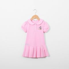 Đầm Thun Polo Thêu Vịt Bé Gái