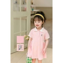 Đầm Thun Polo Bo Eo Bé Gái