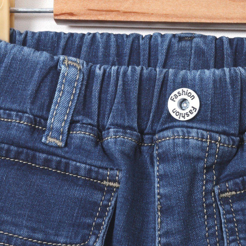 Quần Đùi Jean Lưng Cao Túi Nắp Bé Gái