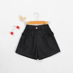 Quần Đùi Kaki Smocking Bèo 2 Bên Bé Gái