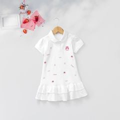 Đầm Polo Đuôi Cá Bèo Tầng Bé Gái In Gấu Lotso