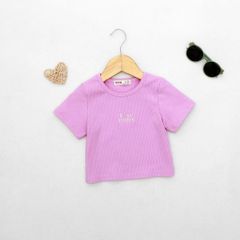 Áo Thun Gân Croptop Love More Bé Gái