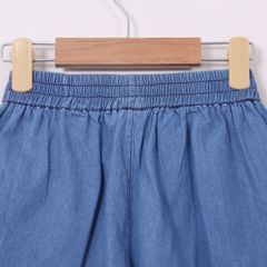 Quần Đùi Jean Ống Rộng Xếp Ly Bé Gái