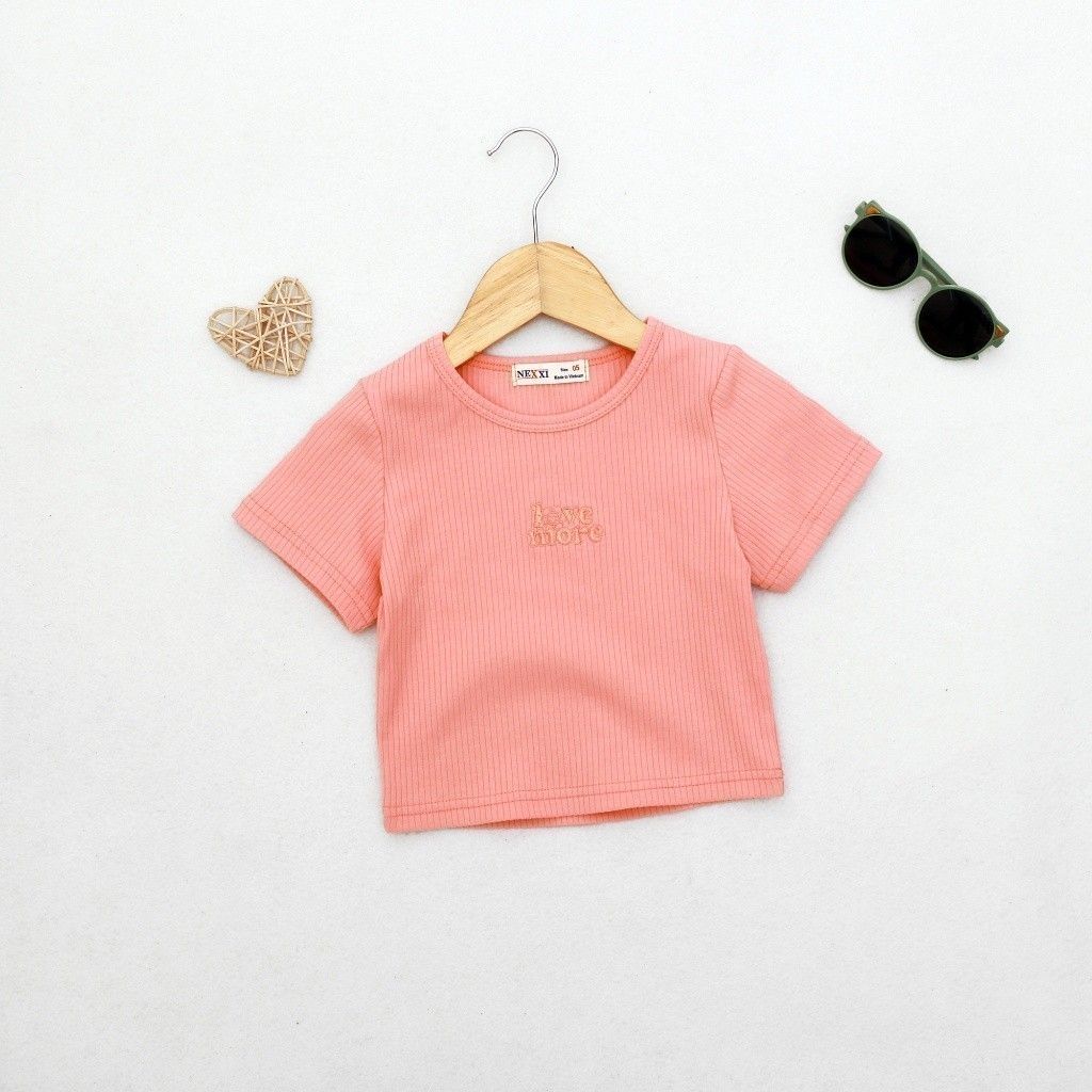 Áo Thun Gân Croptop Love More Bé Gái