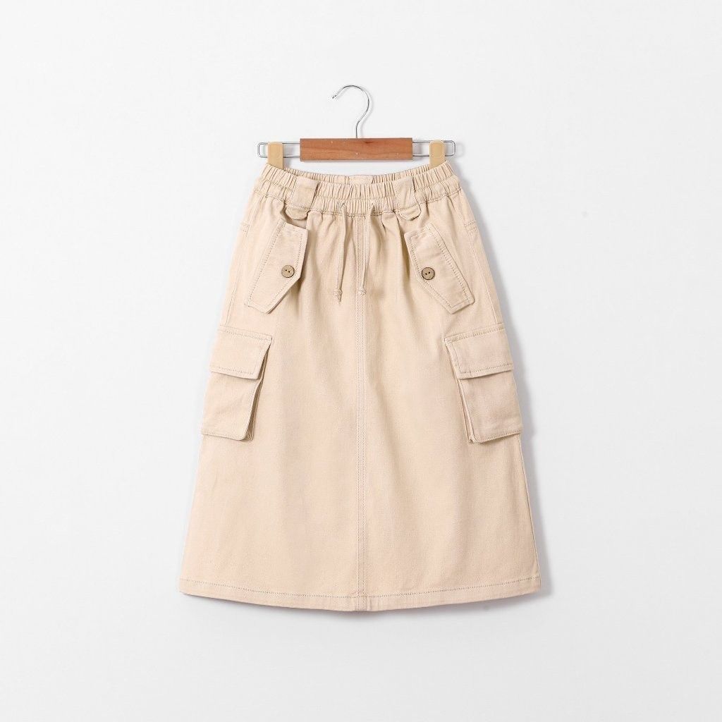 Chân Váy Midi Chất Liệu Kaki Túi Hộp 2 Túi Giả