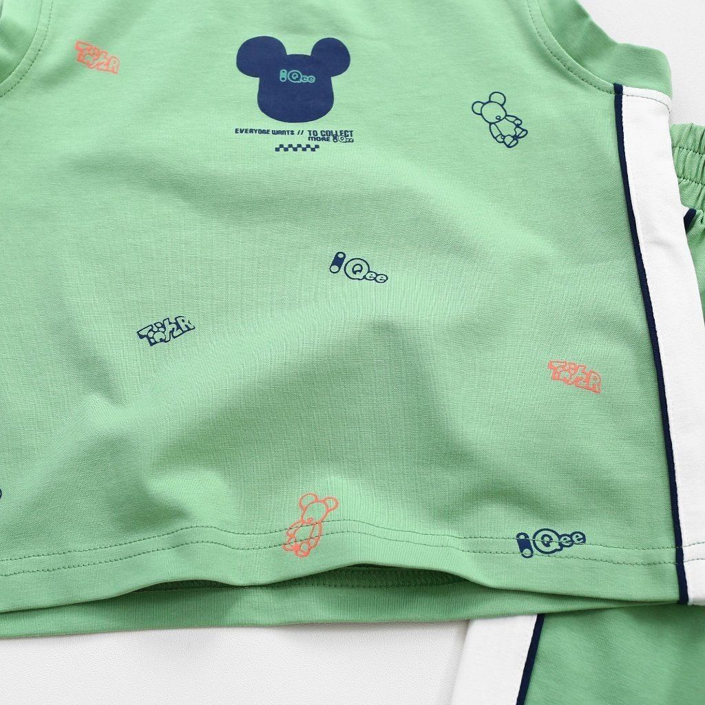 Bộ Thun Sát Nách Cho Bé Trai In Hoạ Tiết Gấu Qee