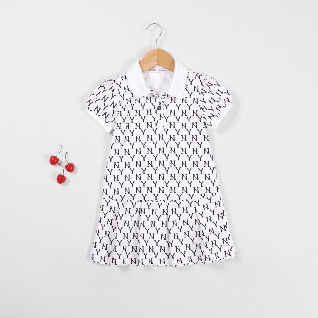 Váy Polo Xếp Ly Bé Gái Hoạ Tiết NY
