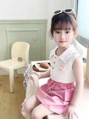 Set Áo Thun Cổ Bẻ In Thỏ My Melody Kèm Chân Váy Túi Hộp Bé Gái Nexxi
