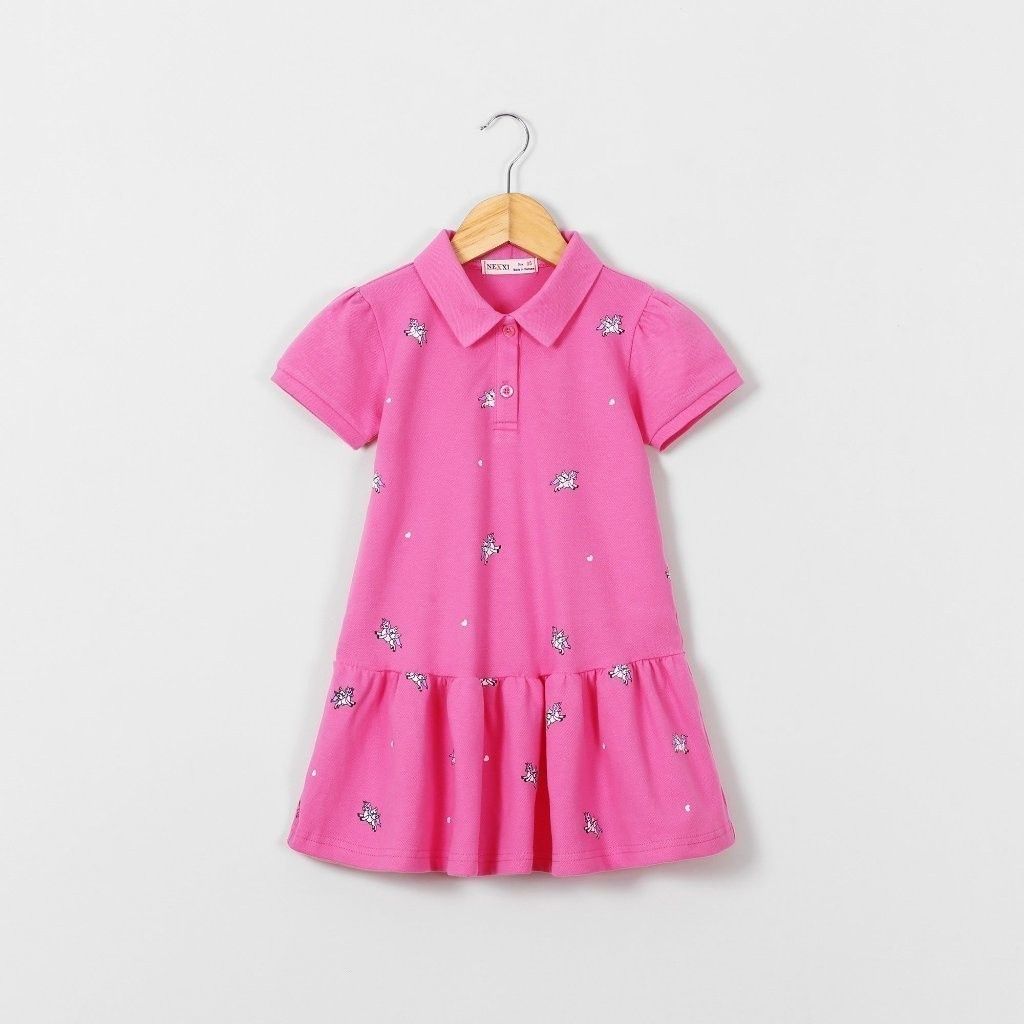 Đầm Thun Polo Tùng Xòe Bé Gái Pony