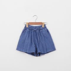 Quần Đùi Jean Xếp 2 Ly Dây Nơ Bé Gái