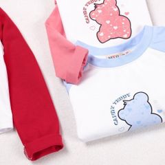 Áo Thun Dài Tay Bé Gái Phối Màu In Hình Gấu