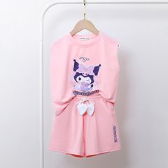 Bộ Thun Lửng Tici In Kuromi Hotrend Dây Trái Tim
