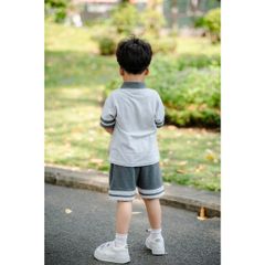 Set Bộ Bé Trai in Nasa Áo Polo Ngắn Tay Kèm Quần Sọt Chất Cá sấu Thoáng Mát Mùa Hè