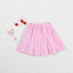 Chân Váy Kaki Lụa Xếp Ly 2 Sọc Bé Gái