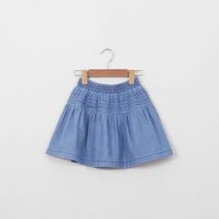 Chân Váy Jean Cotton Xòe Nếp Gấp Bé Gái