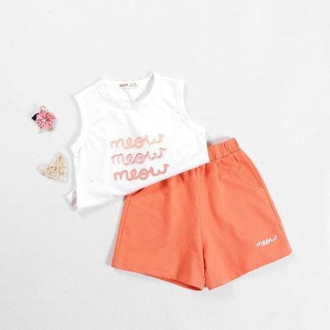 Bộ Thun Sát Nách Bé Gái Meow