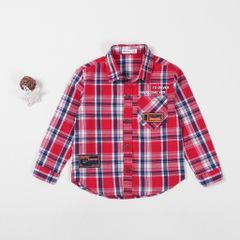 Áo Sơ Mi Dài Tay Caro Bé Trai In Chữ DEVER