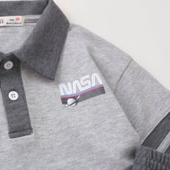 Set Bộ Bé Trai in Nasa Áo Polo Ngắn Tay Kèm Quần Sọt Chất Cá sấu Thoáng Mát Mùa Hè