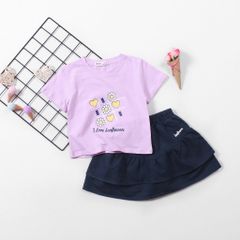 Set Áo Thun In Hoa Sun Flower Kèm Chân Váy Linen Bèo Tầng Siêu Điệu Đà Cho Bé Gái  Nexxi