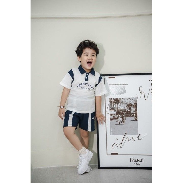 Bộ Thun Ngắn Tay Thể Thao Bé Trai In Chữ Tennis Club