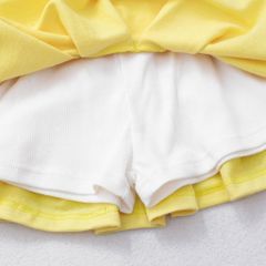 Set Áo Thun Dài Tay Cổ Bẻ Bunny Kèm Chân Váy Bé Gái