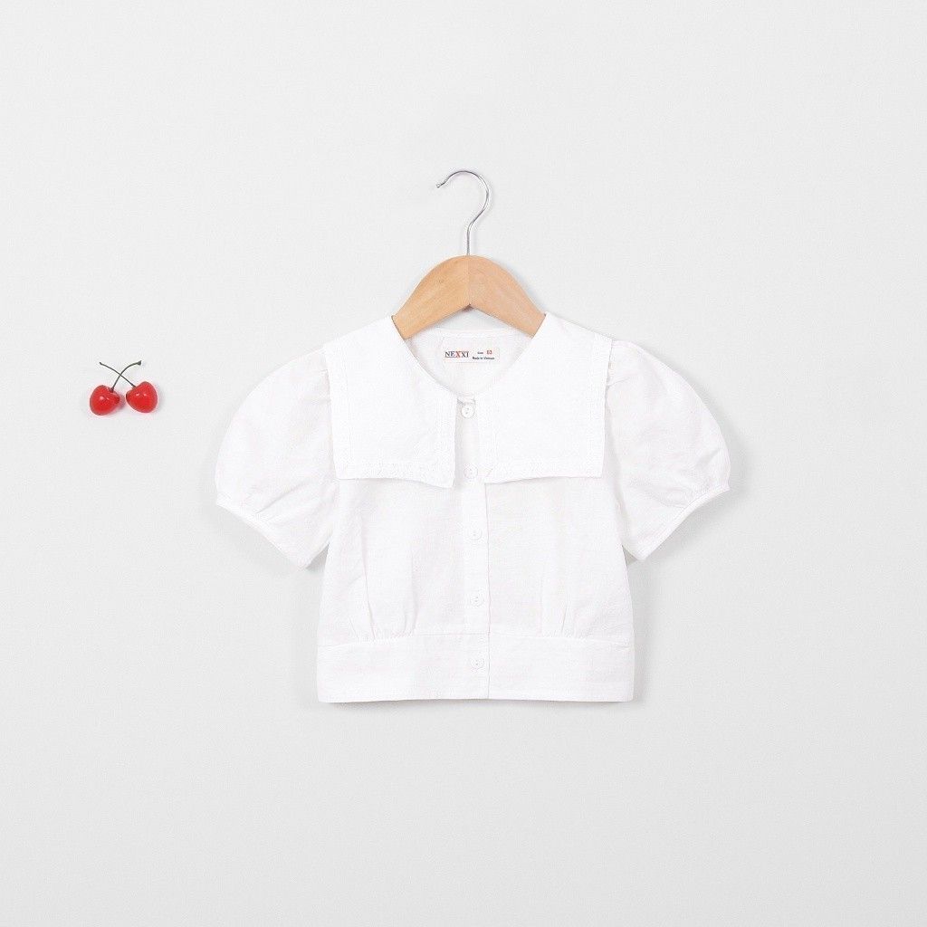 Áo Sơ Mi Bé Gái Lá Cổ Vuông Viền Ren