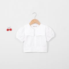 Áo Sơ Mi Bé Gái Lá Cổ Vuông Viền Ren