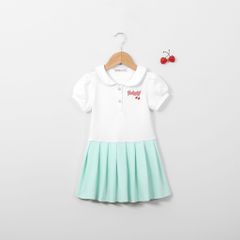 Đầm Thun Polo Bé Gái Xếp Ly Thêu Chữ Babygirl