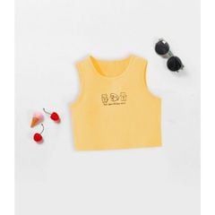 Áo Thun Sát Nách Croptop Bé Gái Thêu Gấu