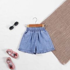 Quần Đùi Jean Ống Bèo Cho Bé Gái