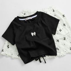 Set Váy Áo Thun Gân Đính Nơ Kèm Chân Váy Ren Nơ Bé Gái Nexxi