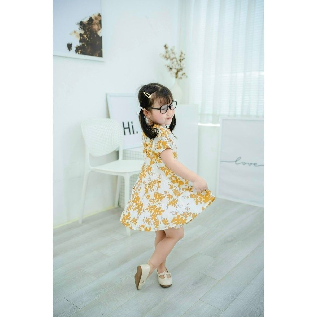 Đầm Xoè Babydoll Bé Gái Hoạ Tiết Hoa