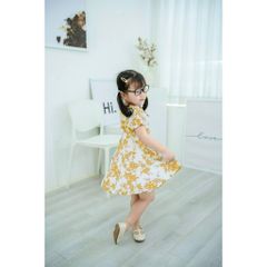 Đầm Xoè Babydoll Bé Gái Hoạ Tiết Hoa
