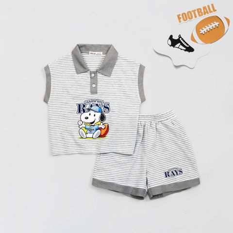 B️ộ Thun Sọc Sát Nách Cổ Bẻ  In Cún Snopee Rays Bé Trai Nexxi