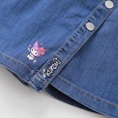 Quần Giả Váy Jean Mềm Thêu Chữ In Hình Kuromi Hotrend Cho Bé Gái Nexxi