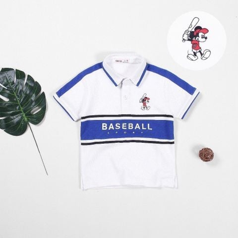 Áo Thun Cổ Bẻ Baseball Mickey Bé Trai