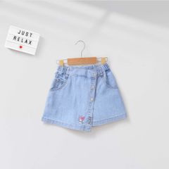 Quần Giả Váy Jean Mềm Thêu Chữ In Hình Kuromi Hotrend Cho Bé Gái Nexxi