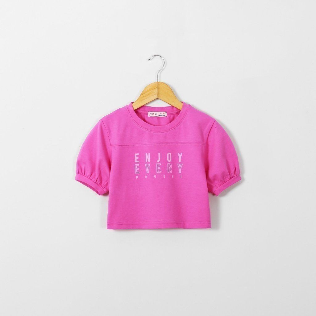 Áo Thun Croptop Ngắn Tay Bé Gái In Chữ Enjoy