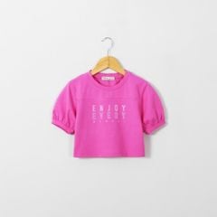 Áo Thun Croptop Ngắn Tay Bé Gái In Chữ Enjoy