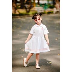 Đầm Polo Phối Màu Xếp Ly In Gấu Lotso